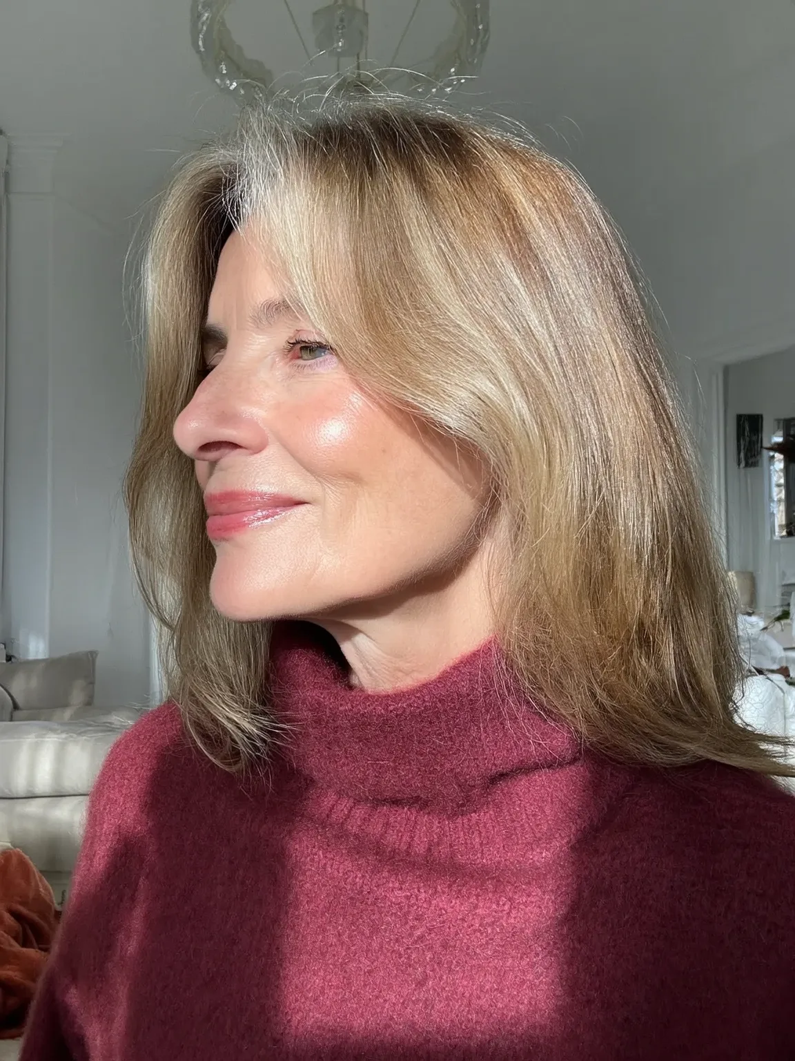 Medium Layered Cut with Soft Sandy Blonde Balayage
